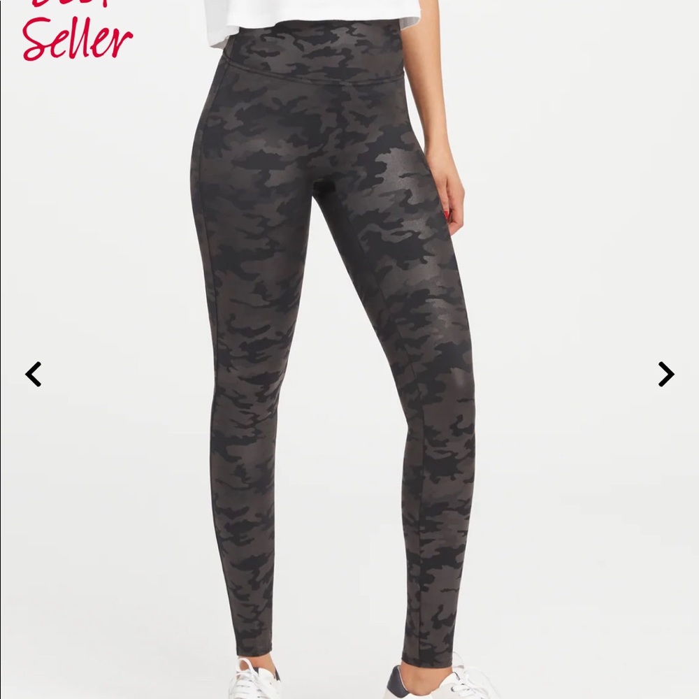 Faux leather camo leggings